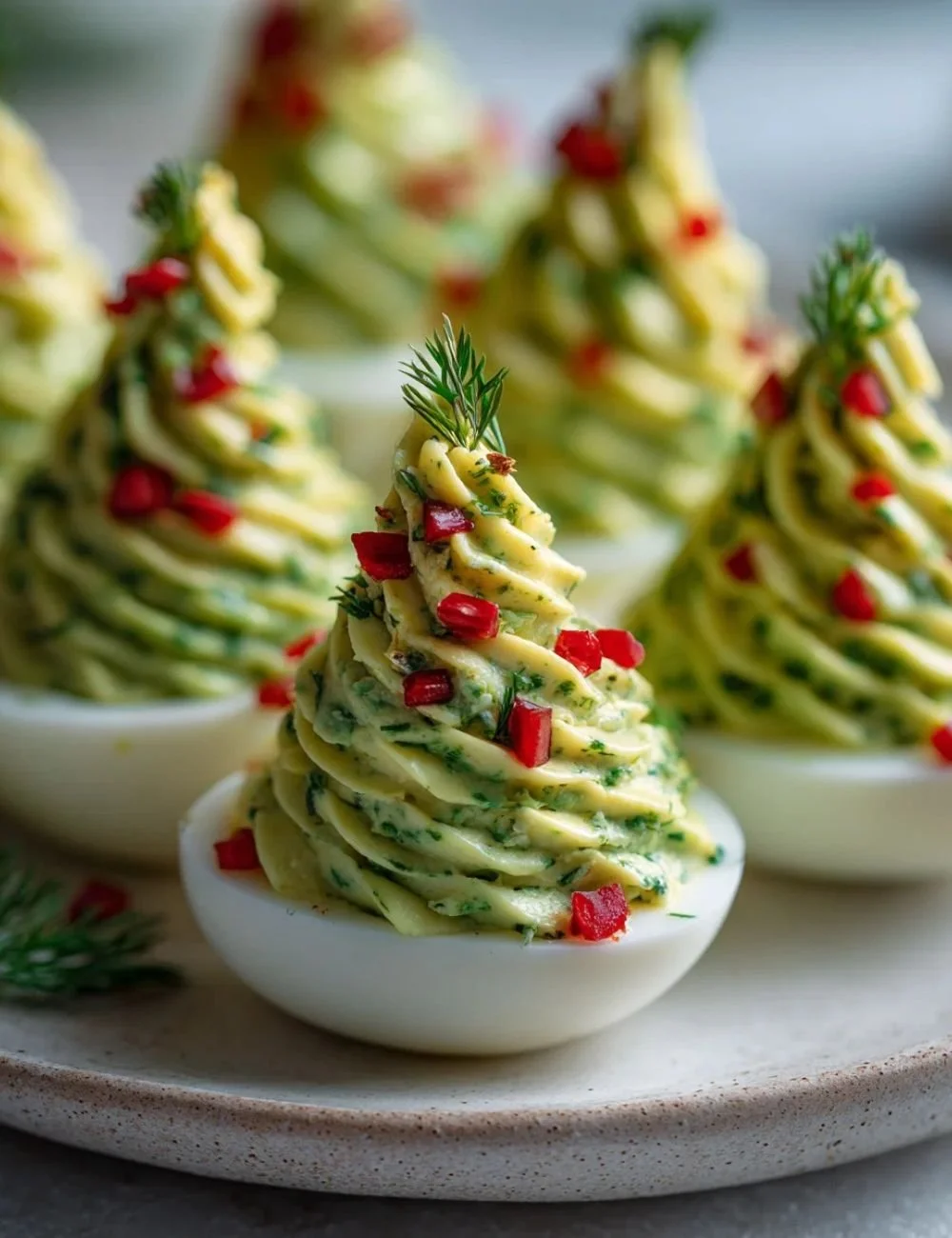 Adorable deviled egg Christmas trees, perfect festive appetizer