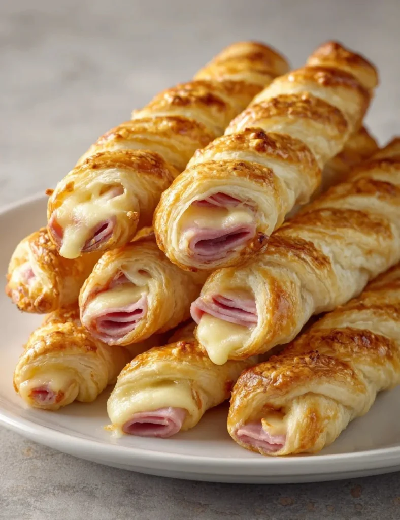 Savory beef ham and cheese sticks served as a tasty snack or appetizer