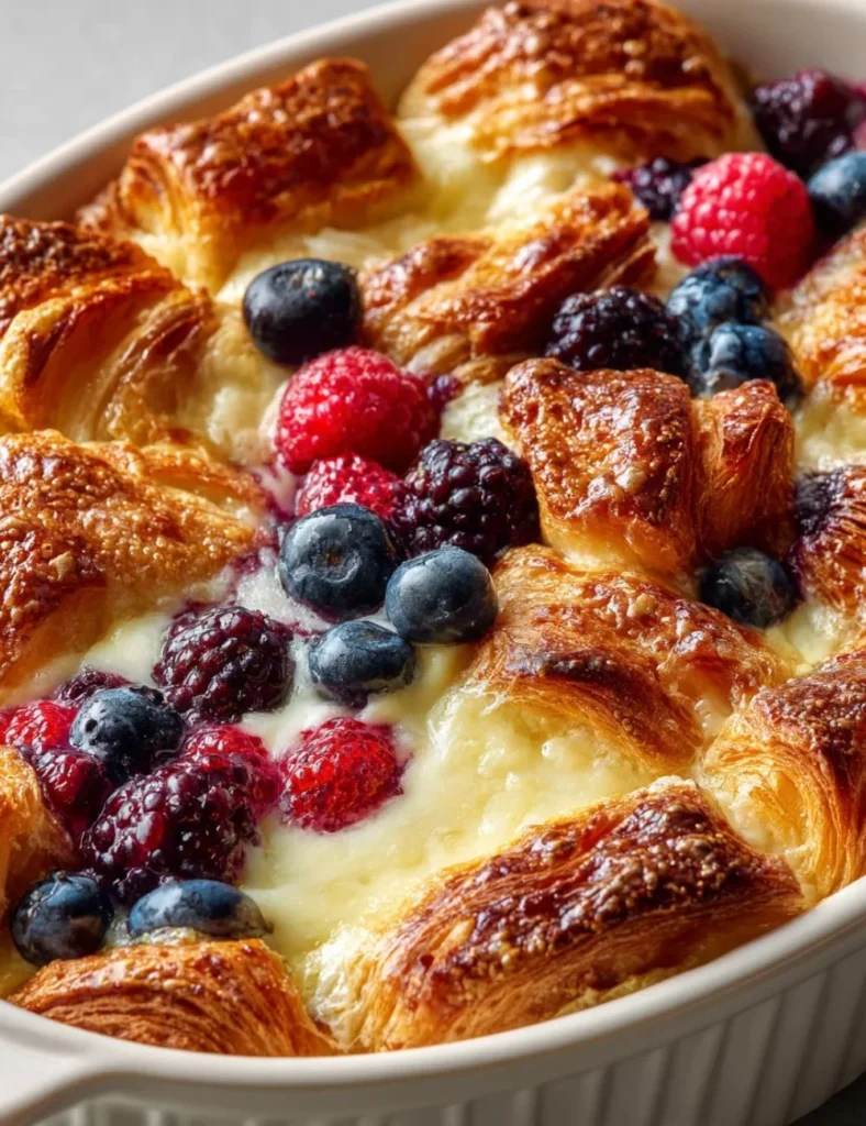Delicious Berry Croissant Bake with fresh berries and flaky pastry