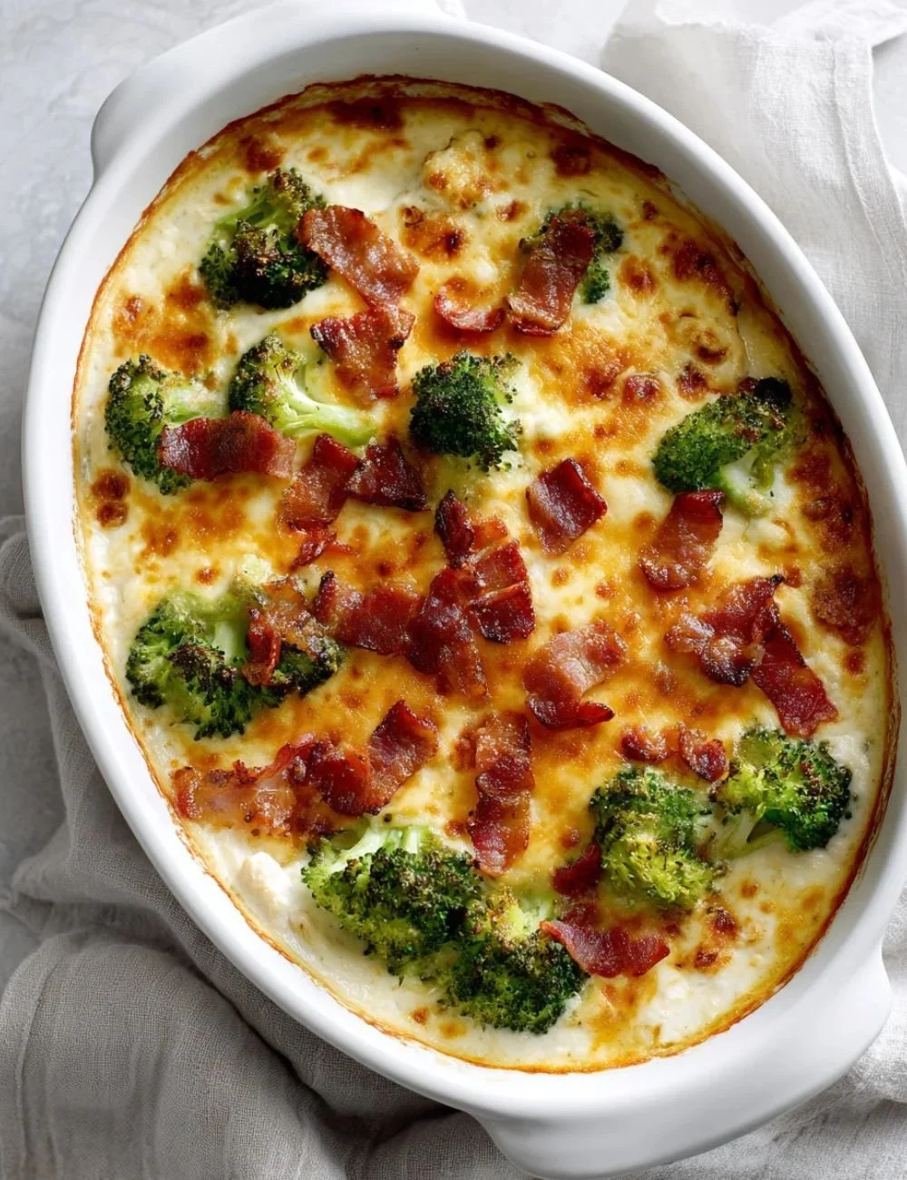 Easy low carb chicken casserole ready to serve with vegetables