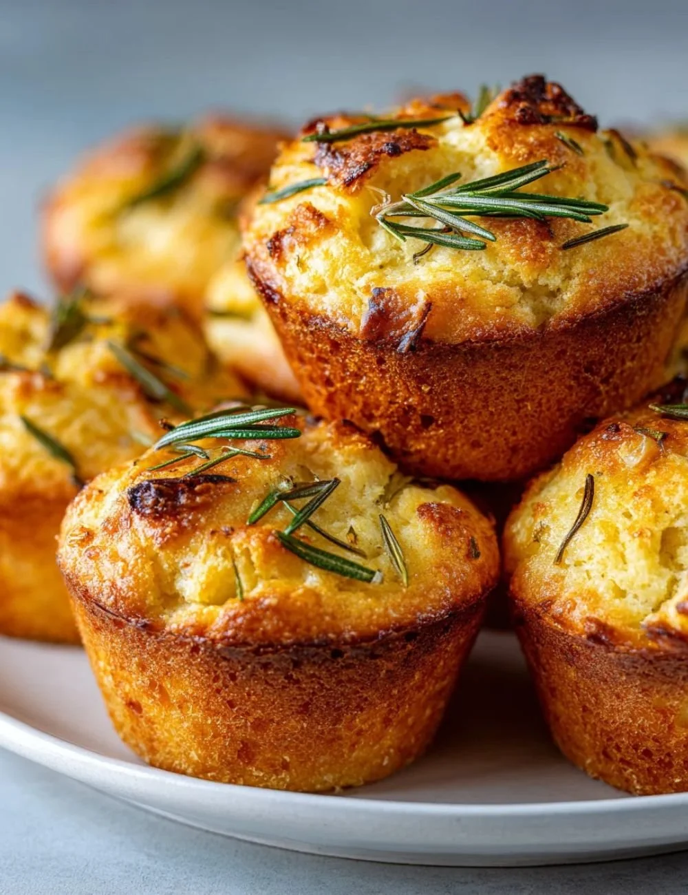 Golden crust garlic rosemary focaccia muffins fresh out of the oven