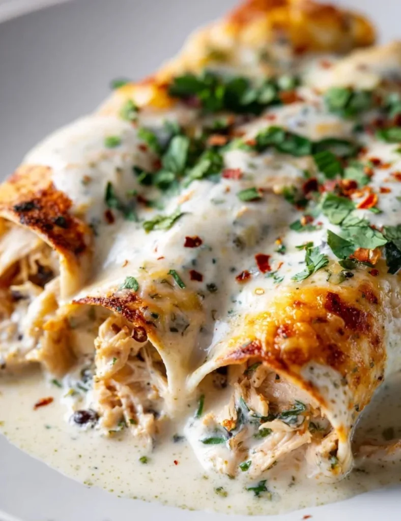 High protein chicken enchiladas with toppings ready to serve
