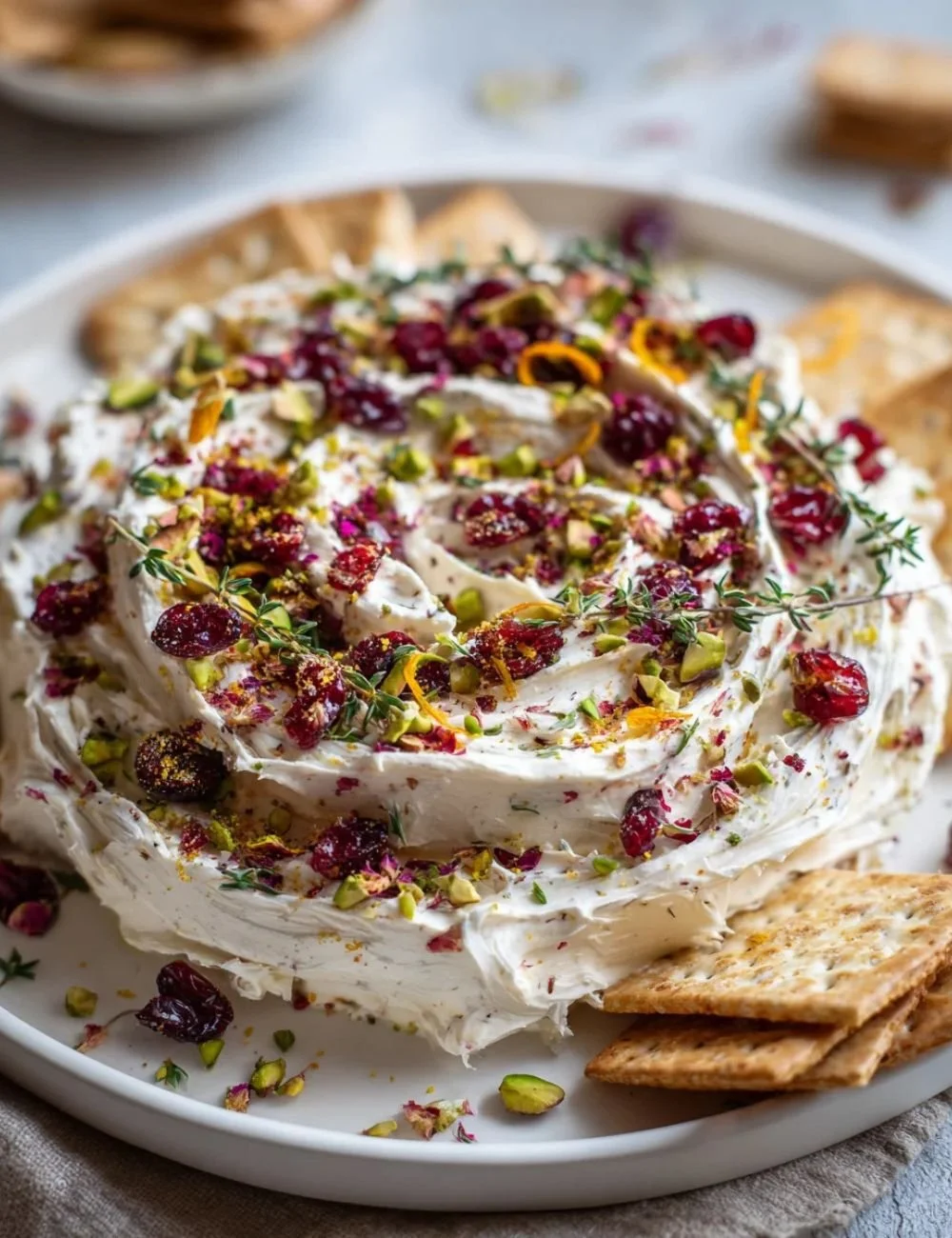 Festive holiday butter board adorned with seasonal ingredients and garnishes.