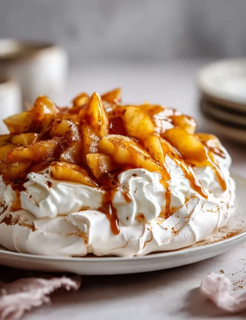 Melt-in-mouth Fall Pavlova topped with seasonal fruits and spices