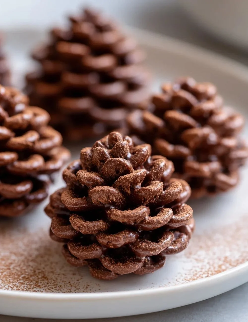 Decadent Pinecone Truffles displayed on a rustic wooden platter