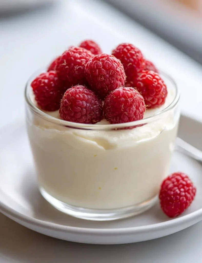 No Bake Greek Yogurt Jello Cheesecake with fresh fruit topping