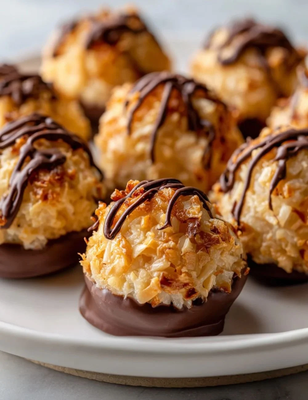 Mouthwatering Samoa Truffles featuring rich chocolate and coconut layers