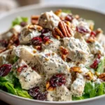 Sweet Savory Cranberry Pecan Chicken Salad with nuts and cranberries