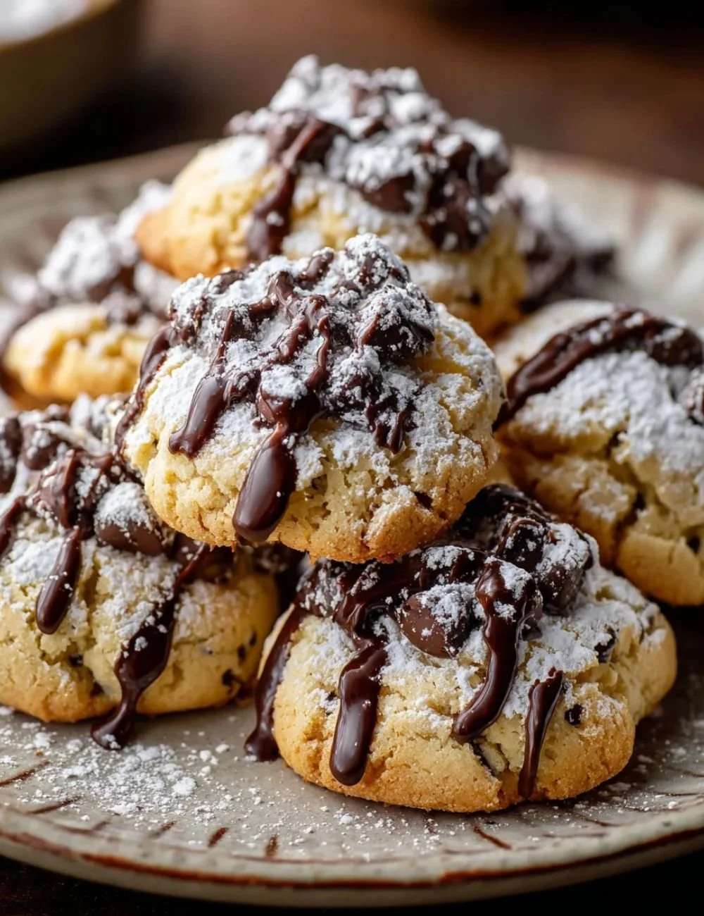 Freshly baked cannoli cookies with creamy filling and chocolate chips