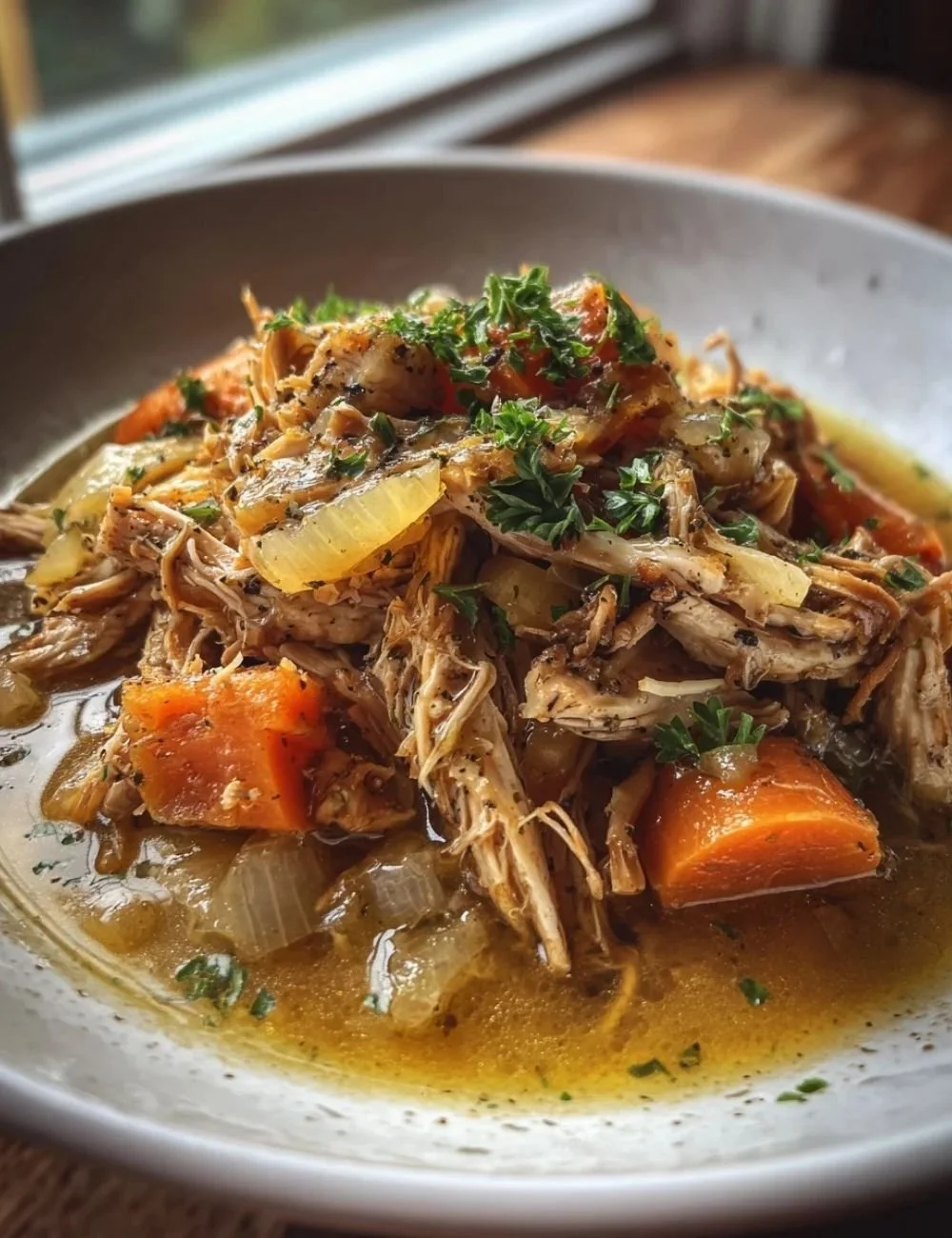 Crockpot Chicken Pot Roast served with vegetables in a bowl