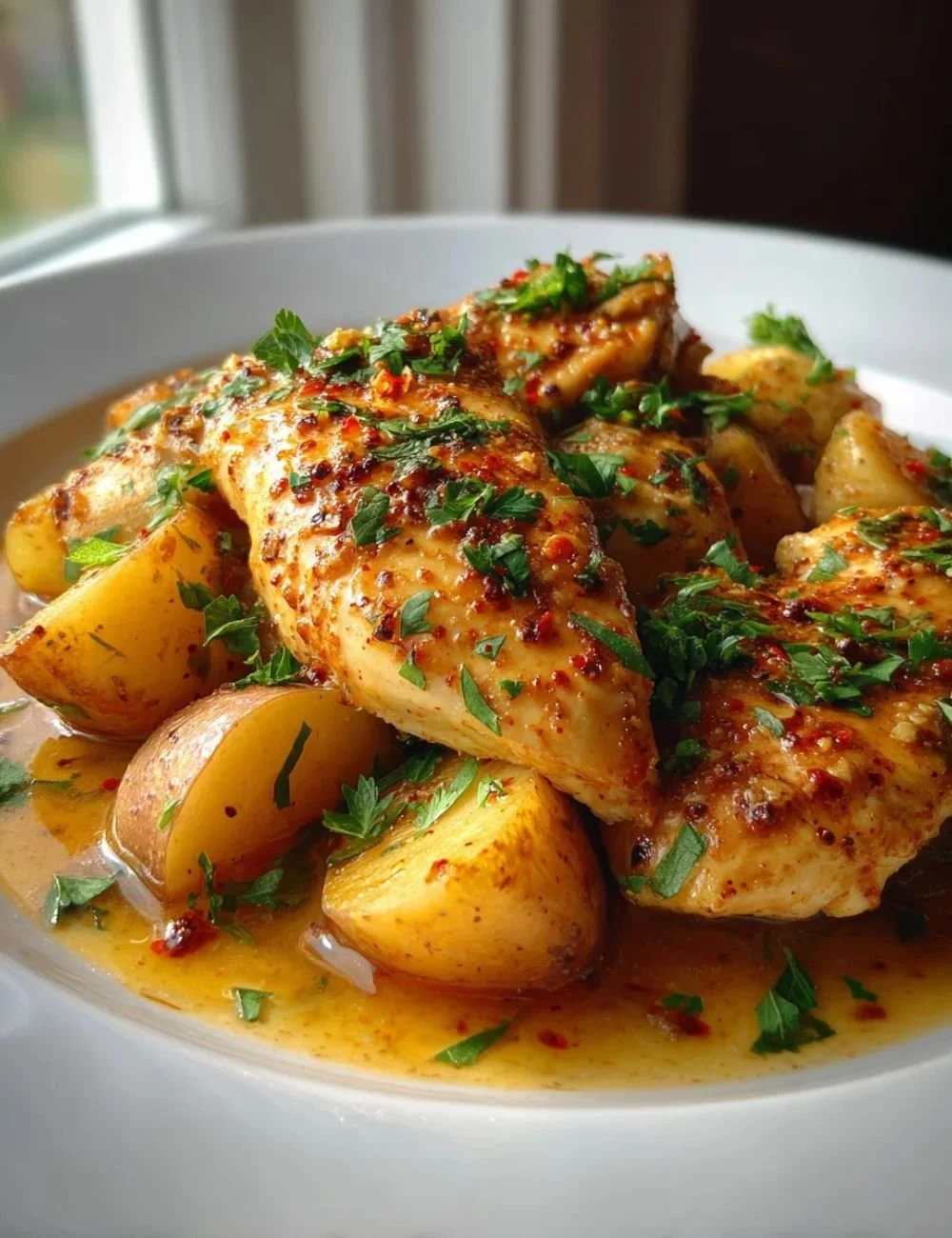 Delicious Garlic Parmesan Chicken and Potatoes in a crockpot