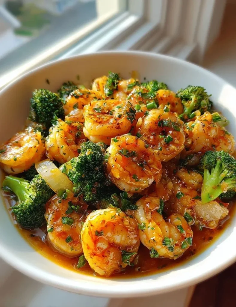 Delicious high protein honey garlic shrimp served on a plate.