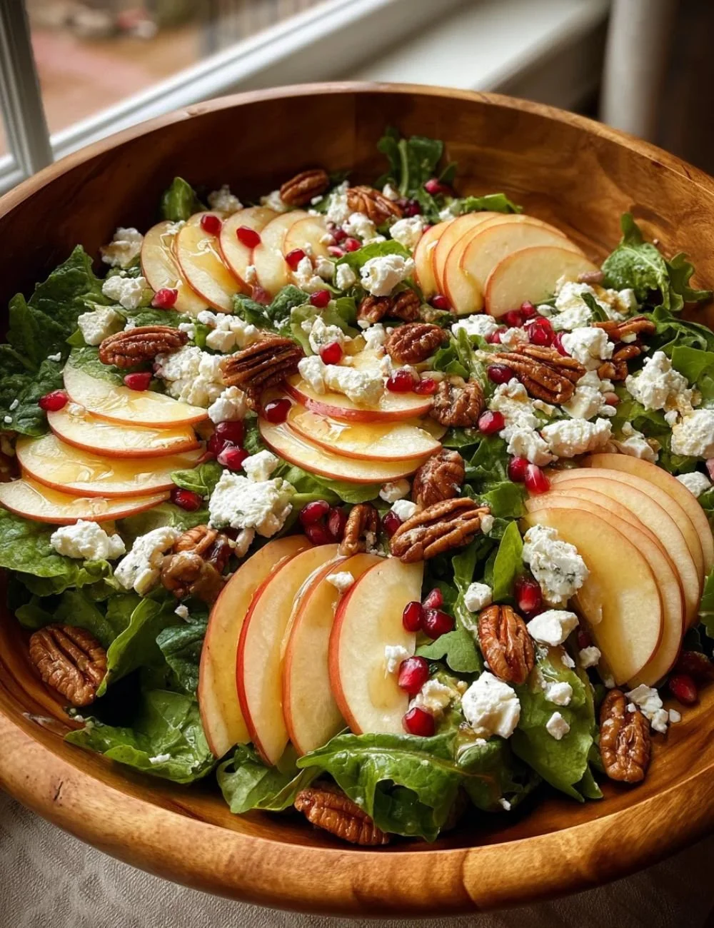 Honeycrisp Apple and Feta Salad with vibrant greens and nuts