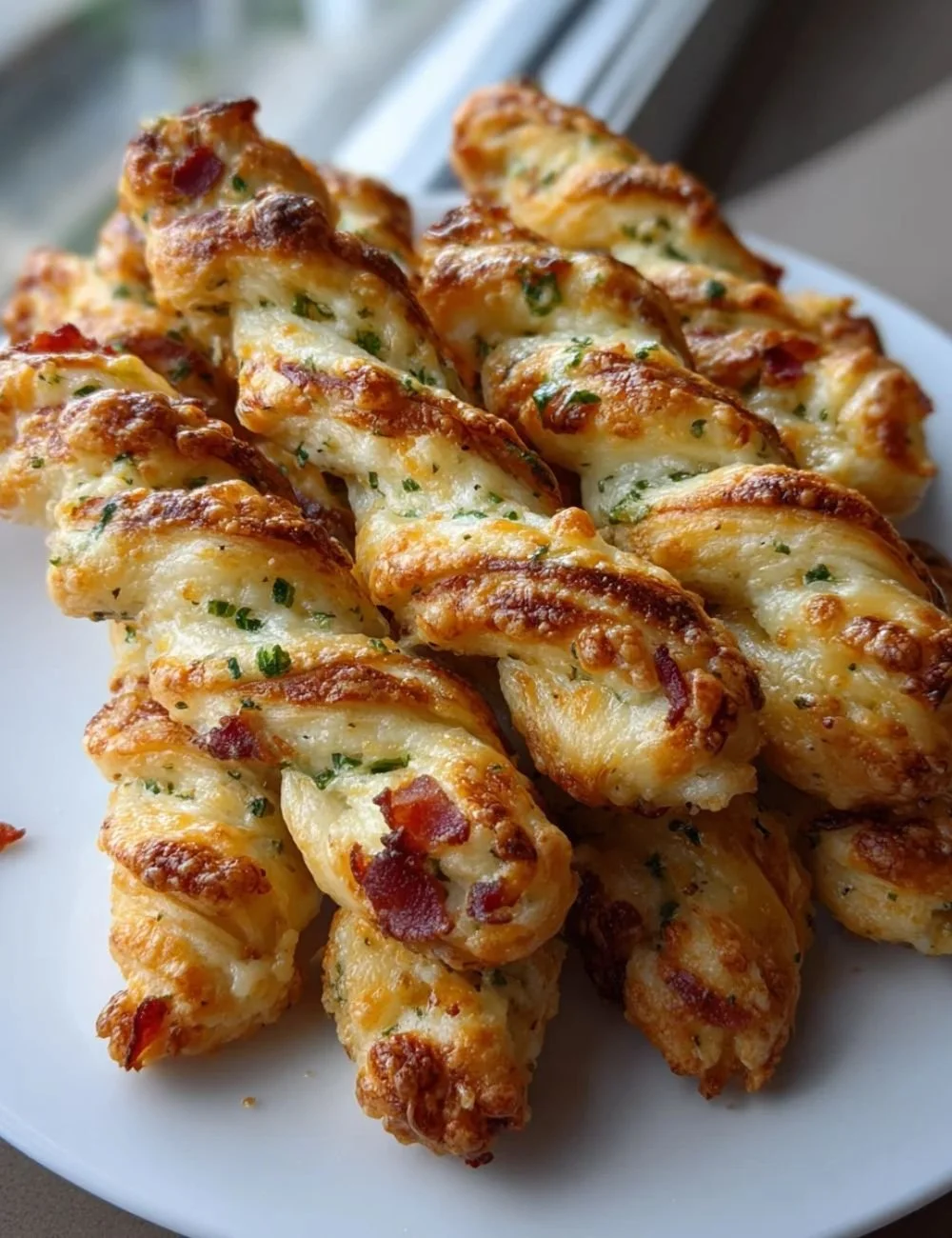 Jalapeno Popper Twists with cheese and jalapenos ready for serving
