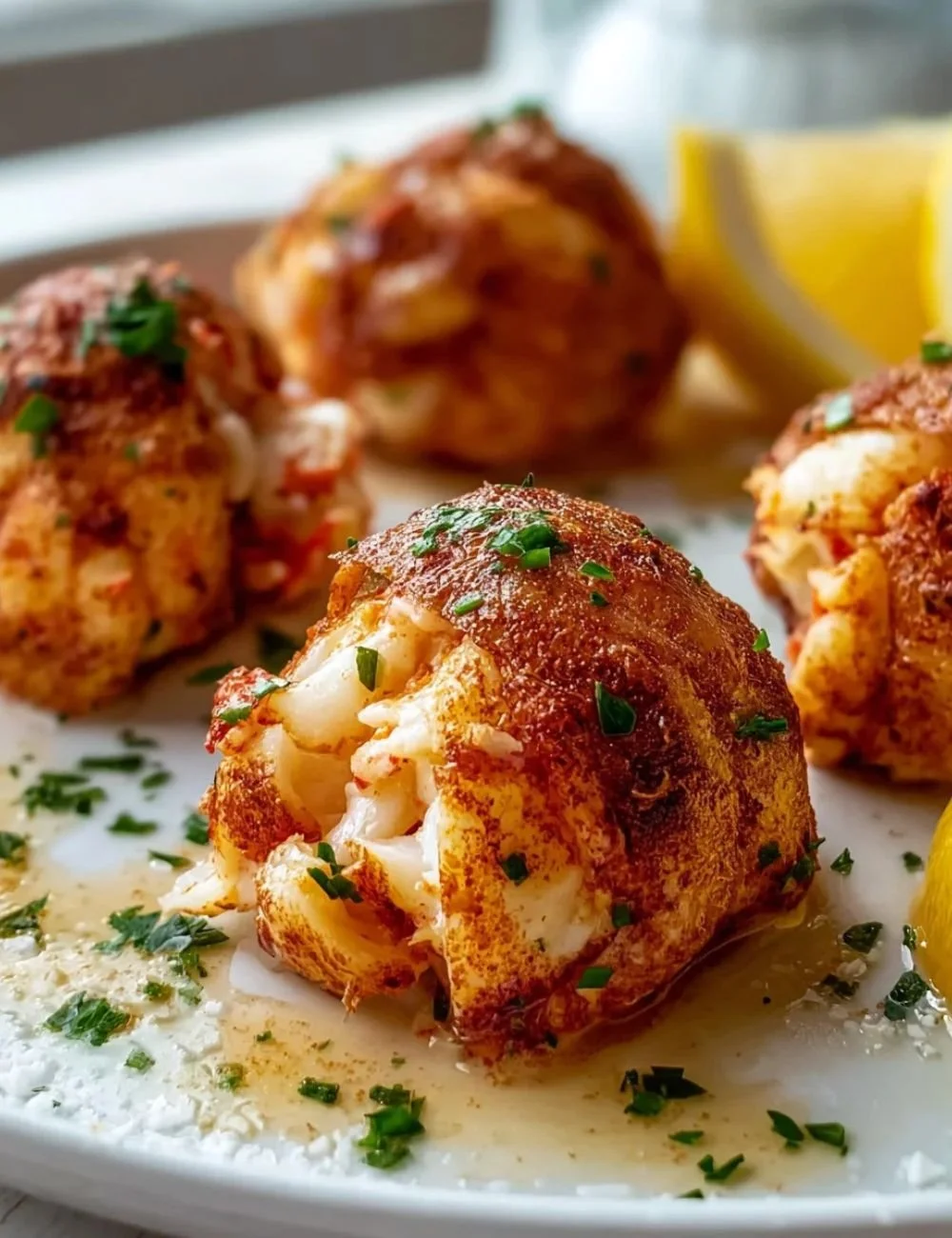 Delicious Lobster Crab Butter Bombs ready to be served with dipping sauce