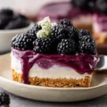 Delicious no bake blackberry cheesecake topped with fresh blackberries