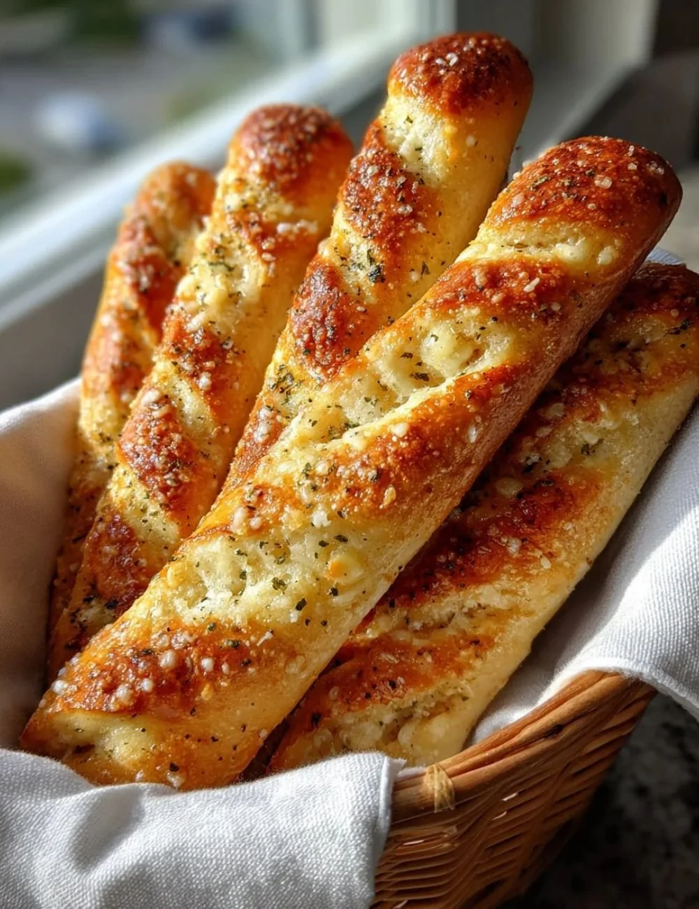 Warm Olive Garden breadsticks served with marinara sauce