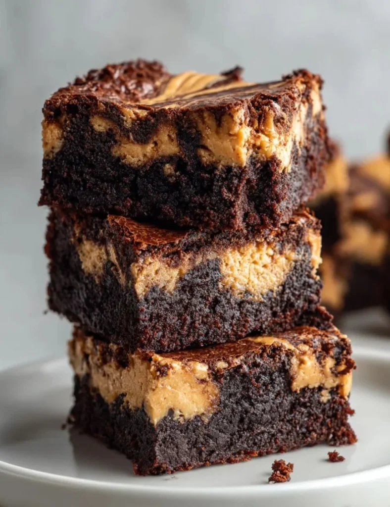 Peanut butter chocolate black bean brownies on a plate, healthy dessert option