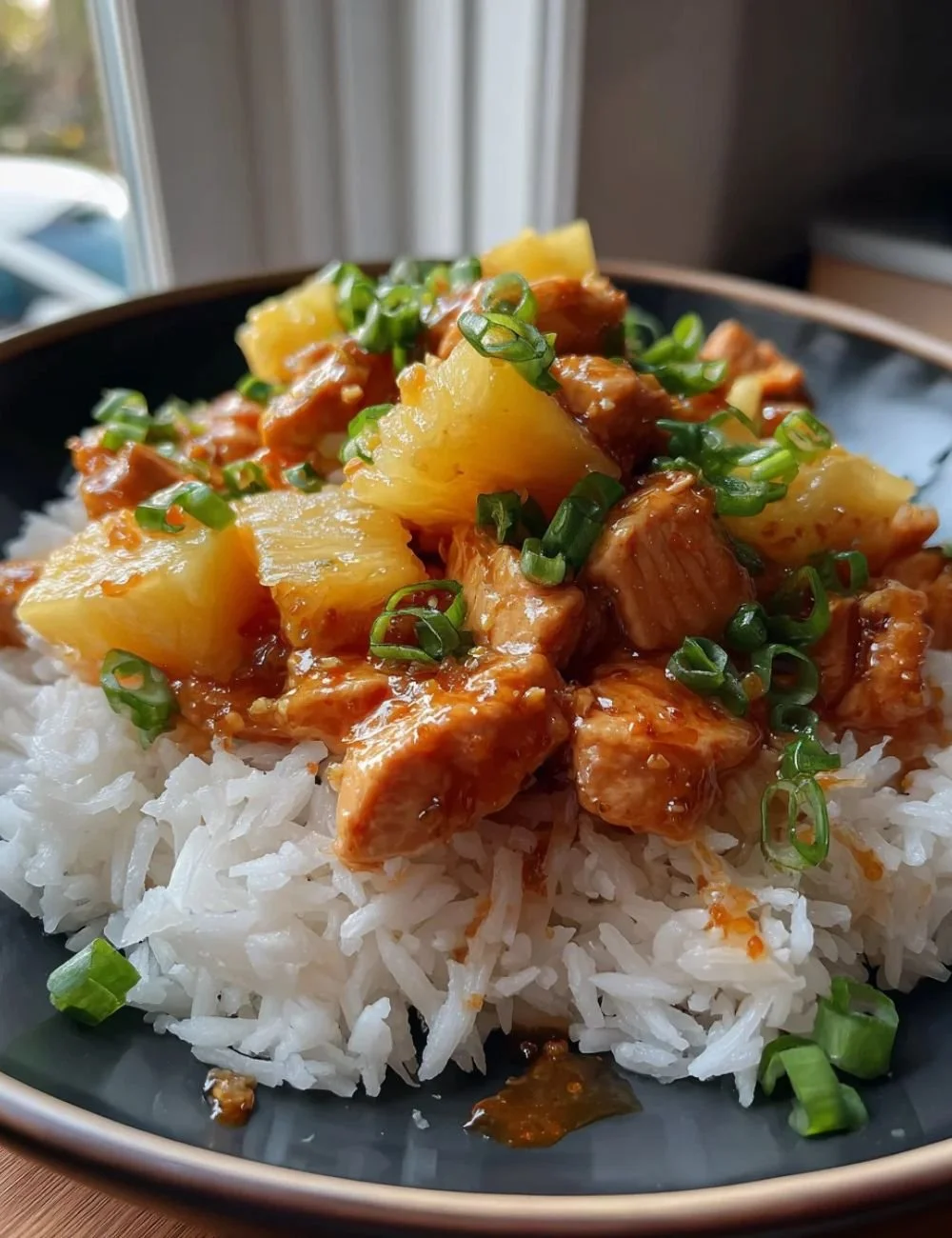 Delicious Pineapple Chicken served with fluffy rice