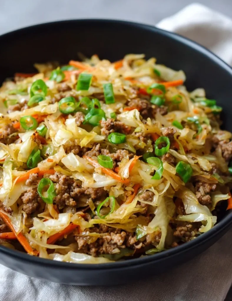 Beef egg roll in a bowl with vegetables served in a dish