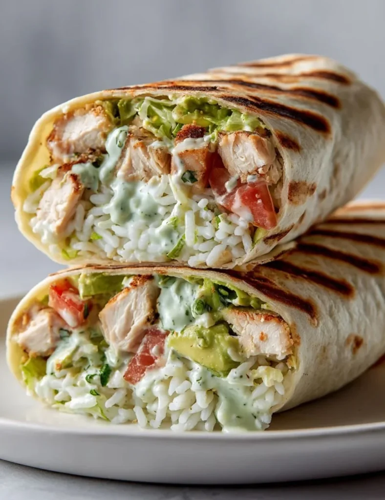 Delicious Chicken Avocado Ranch Burritos with fresh ingredients