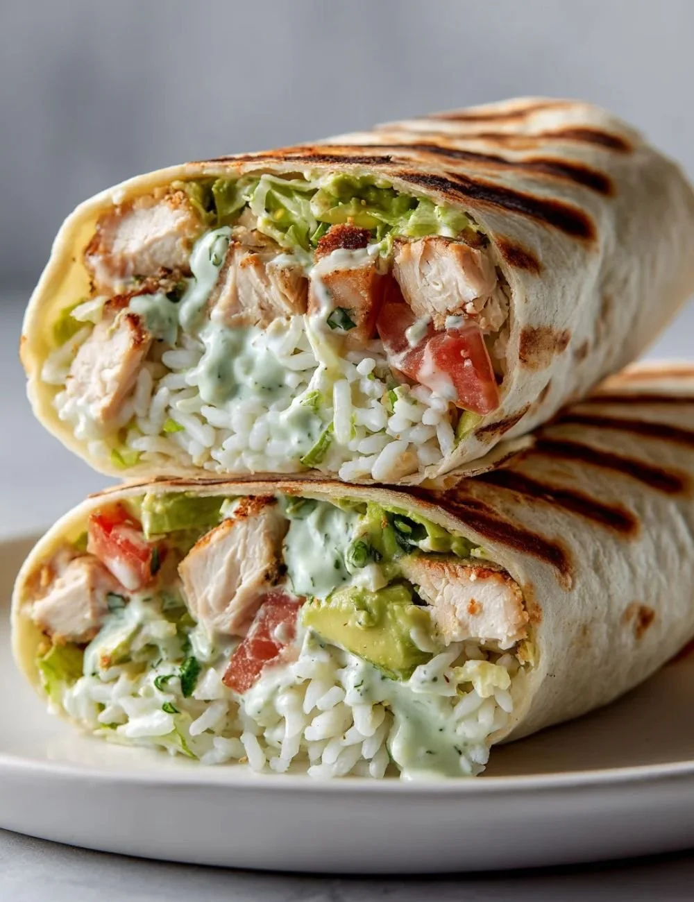 Delicious Chicken Avocado Ranch Burritos with fresh ingredients
