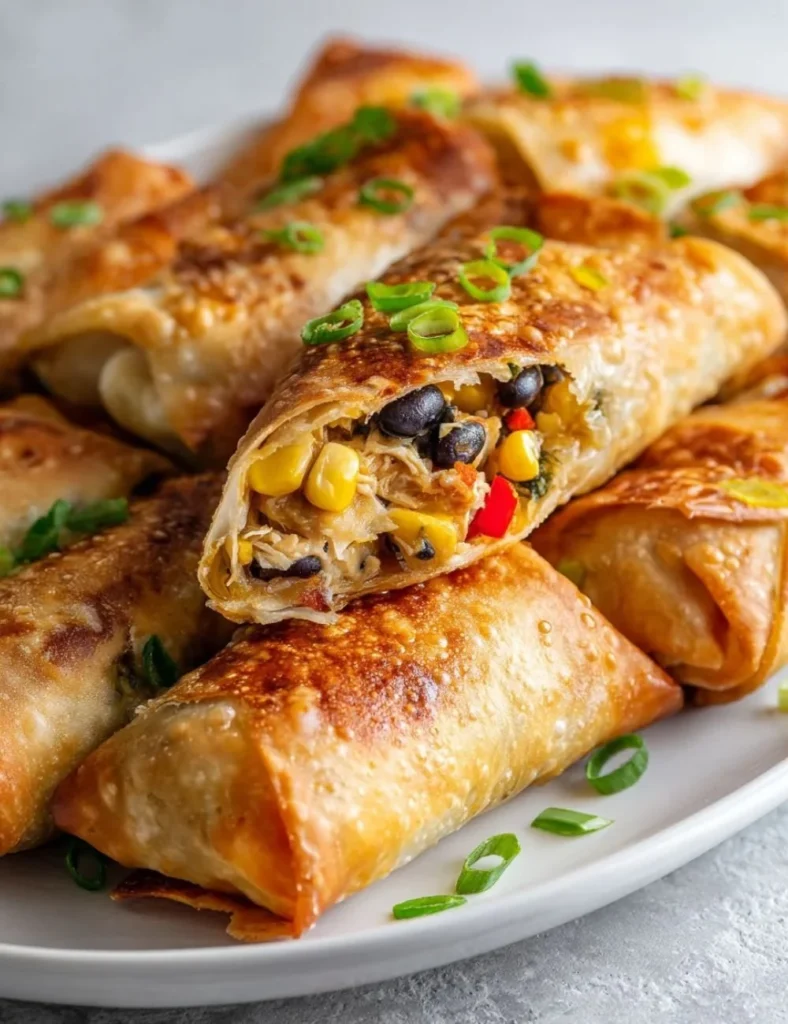 Delicious Chili's Southwest Eggrolls served with a dipping sauce.