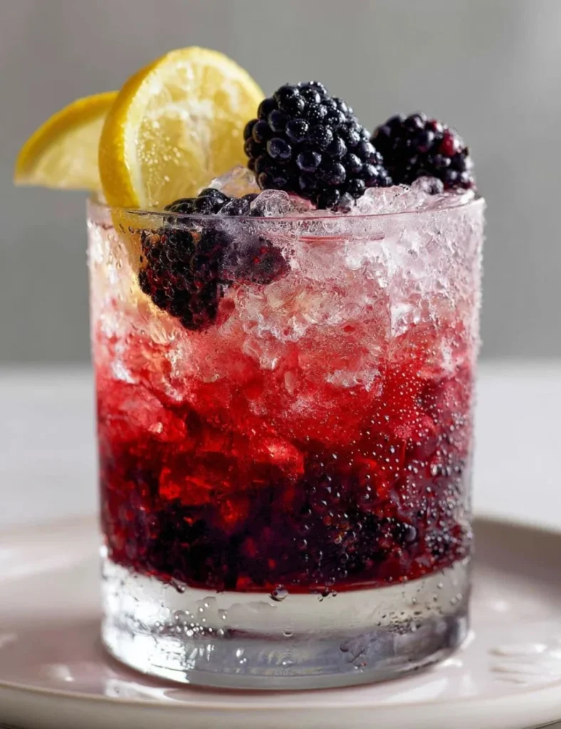 Classic Bramble cocktail served with fresh berries and a stylish garnish.