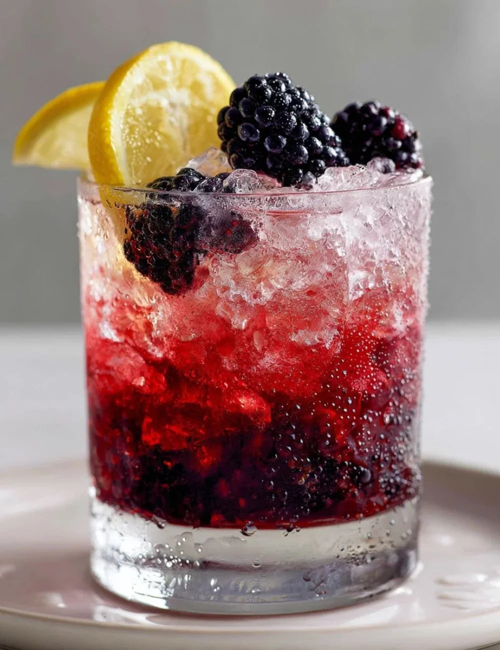 Classic Bramble cocktail served with fresh berries and a stylish garnish.