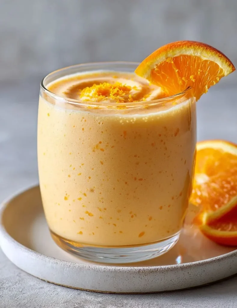 Creamy Coconut Orange Delight dessert with coconut and orange garnish