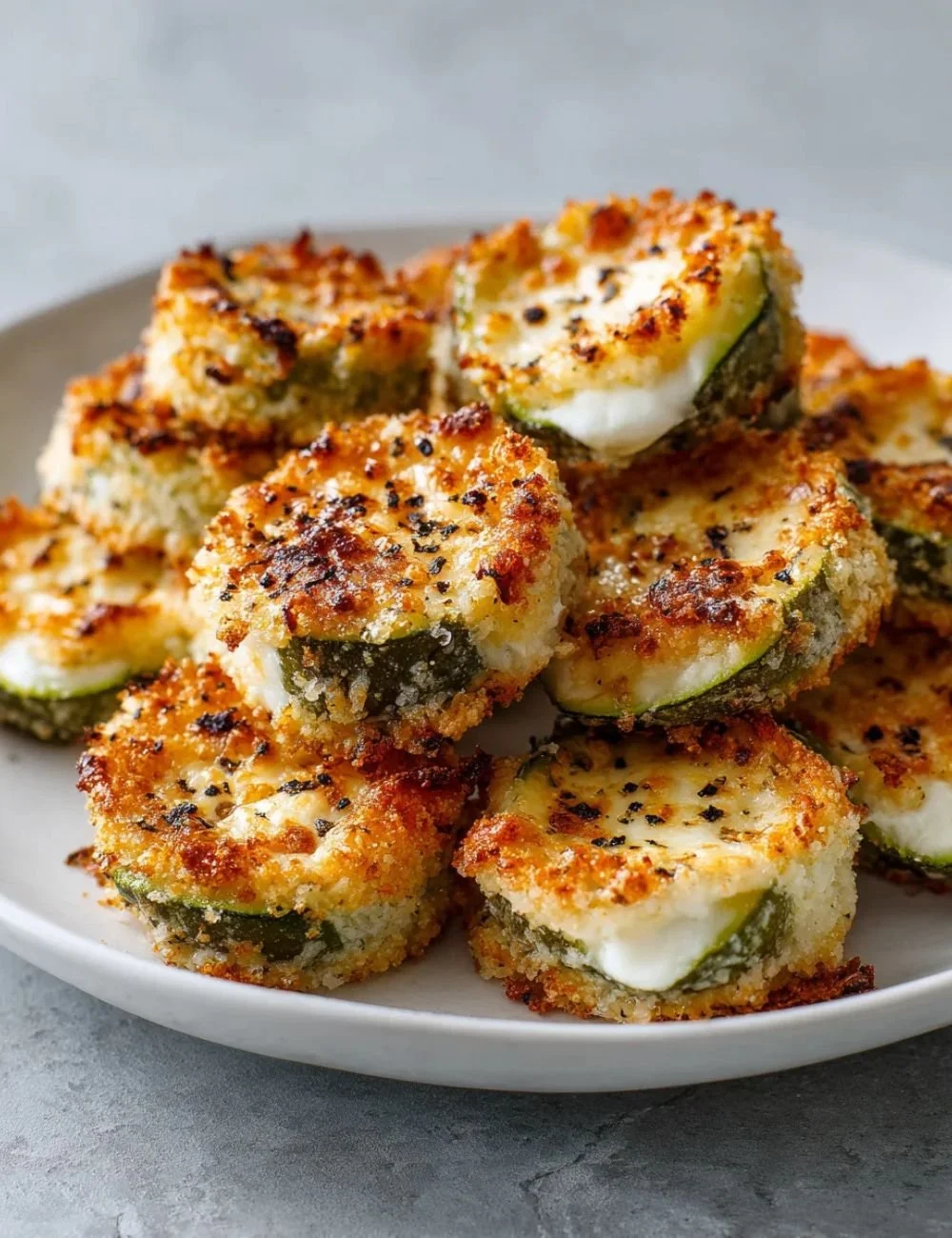 Delicious crispy pickle cheese bites ready to be enjoyed as a snack.
