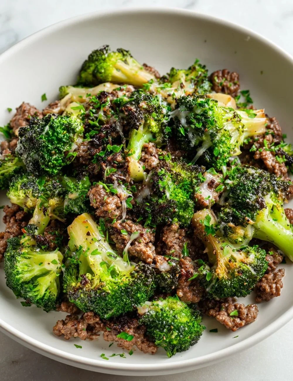 Keto Beef Hamburger Broccoli Skillet dish with beef and broccoli for a low-carb meal