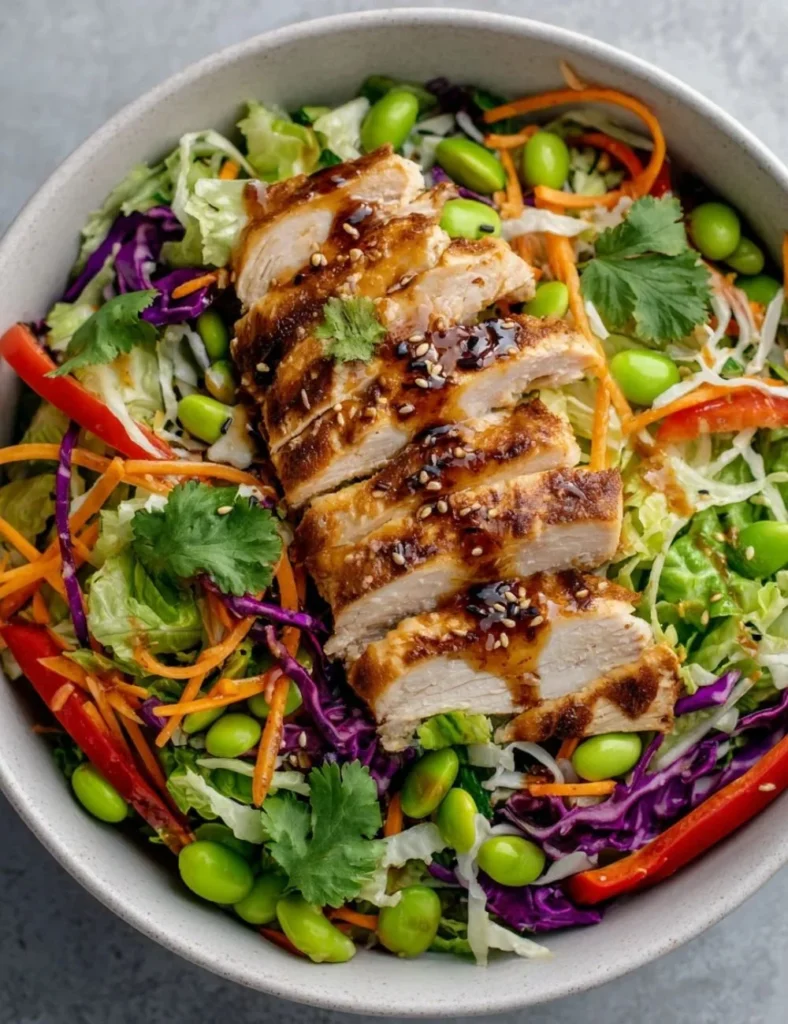 Salad drizzled with delicious Asian dressing
