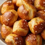 Freshly baked sourdough pretzel bites served with mustard dipping sauce