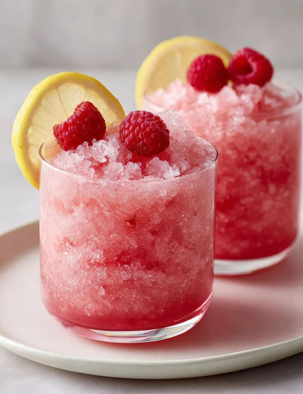 Delicious spiked pink lemonade slushies with vibrant colors and garnishes