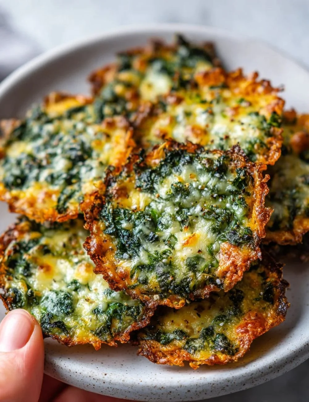 Delicious homemade Spinach Cheese Crisps, a nutritious and tasty snack option.