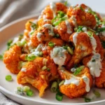 Air Fryer Buffalo Cauliflower with blue cheese dressing