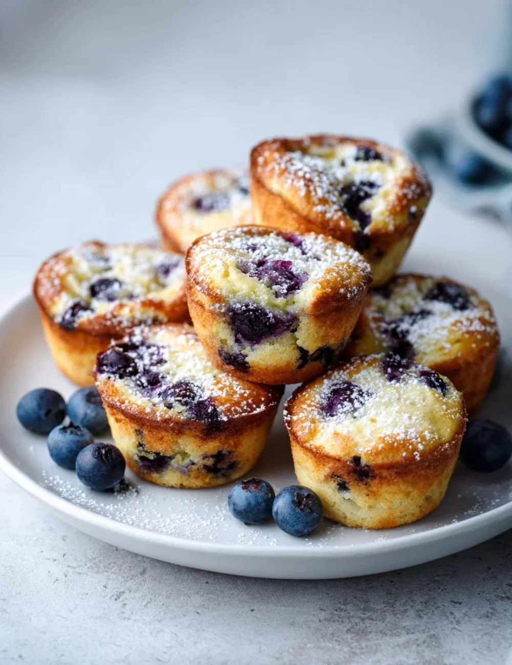 Delicious blueberry lemon pancake bites served on a plate