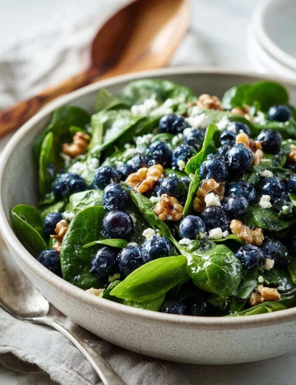 Blueberry Walnut Spinach Salad with fresh ingredients and vibrant colors