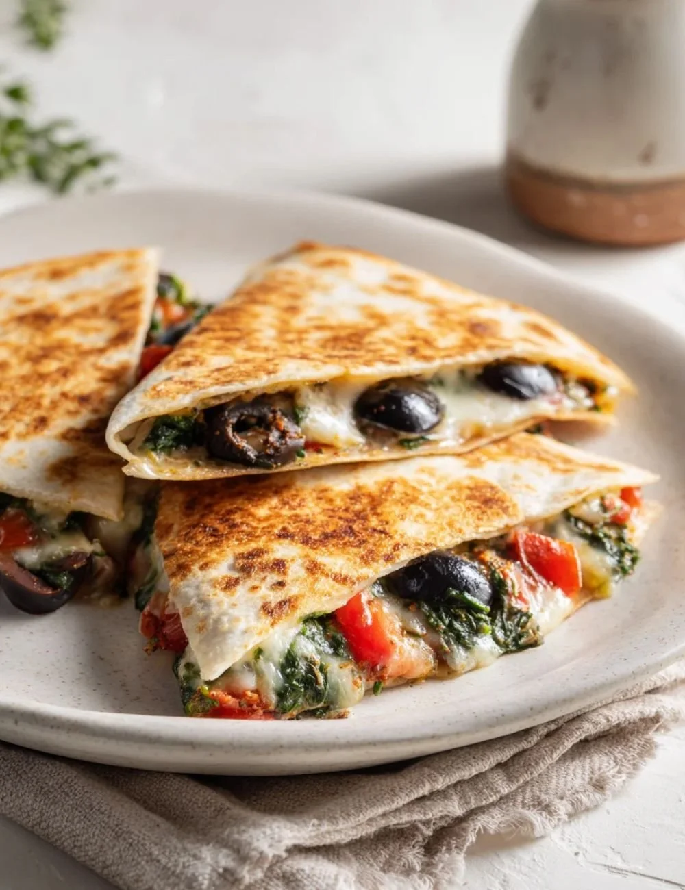 Cheesy Mediterranean Quesadilla