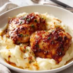 Chipotle Honey Chicken Thighs served with Gouda Mashed Potatoes