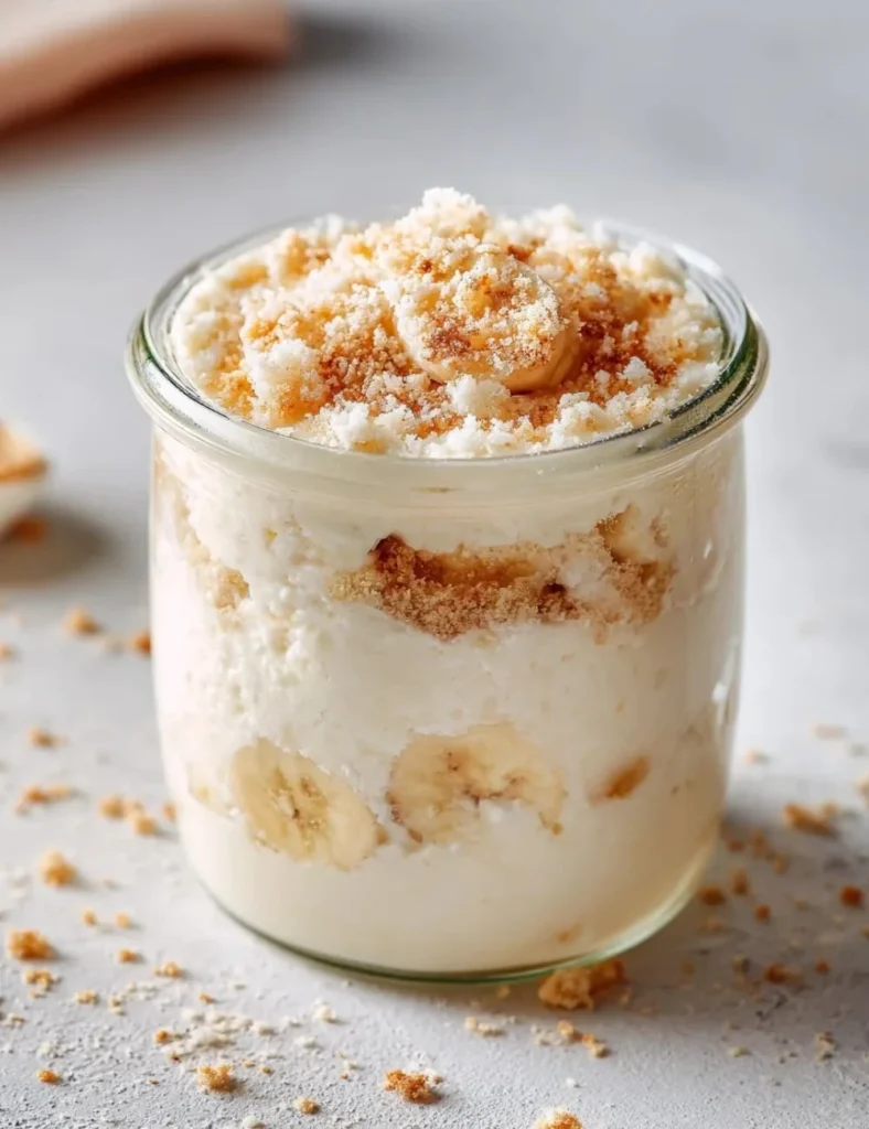 Delicious cottage cheese banana pudding served in a bowl