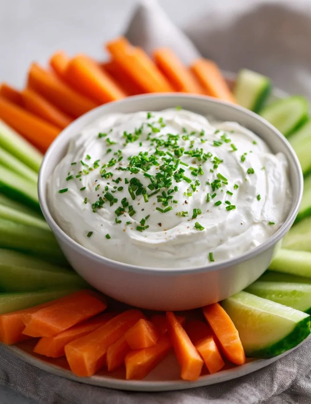 Creamy Blended Cottage Cheese Ranch Dip & Veggies