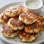 Delicious Garlic Parmesan Chicken Patties served with a side dish.