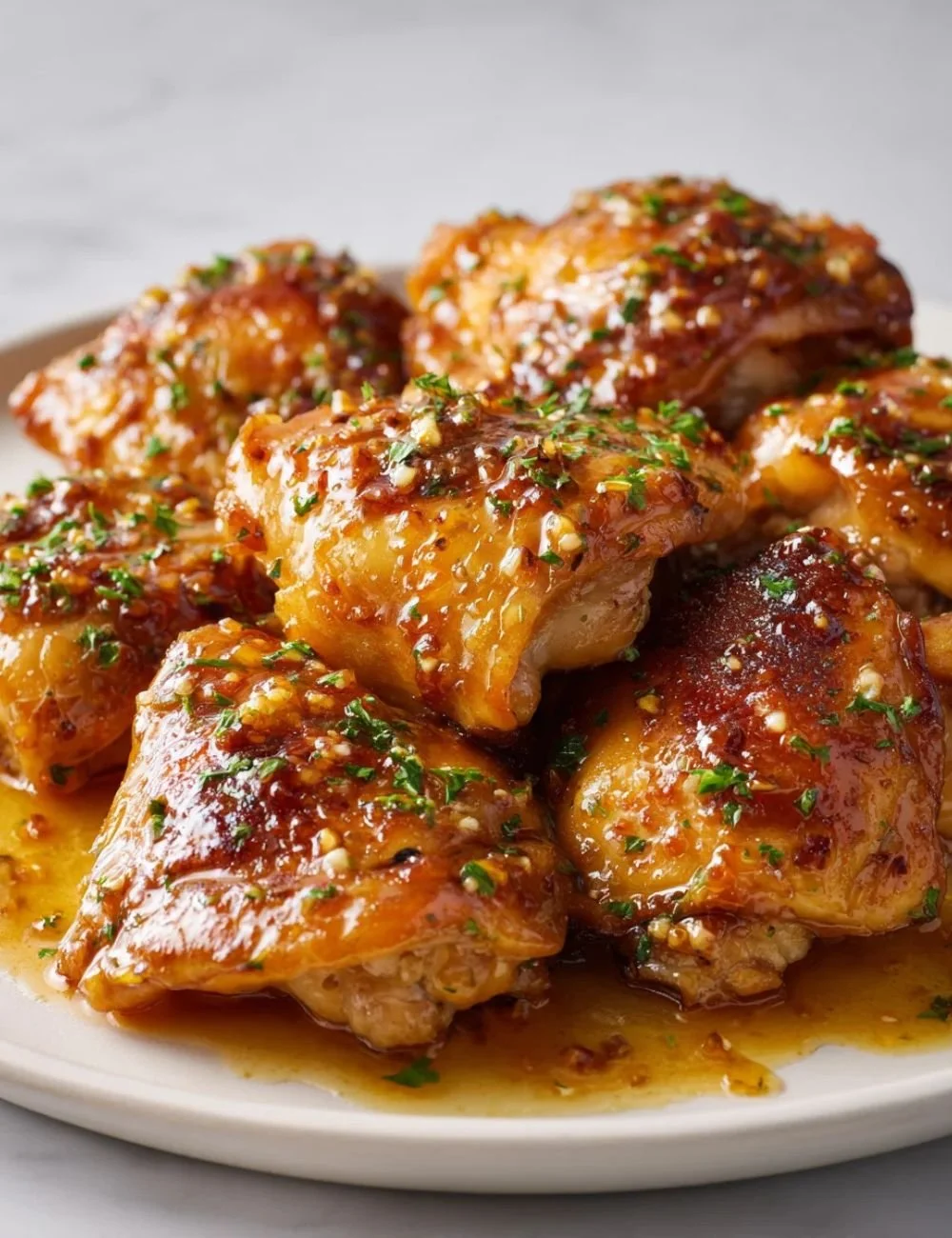 Delicious Honey Garlic Chicken Thighs served on a plate