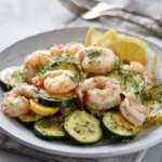 Lemon dill shrimp zucchini foil packs ready for grilling