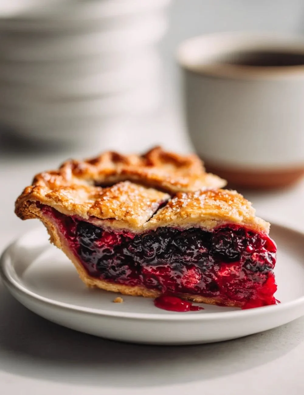Perfect Golden Blackberry Rhubarb Pie