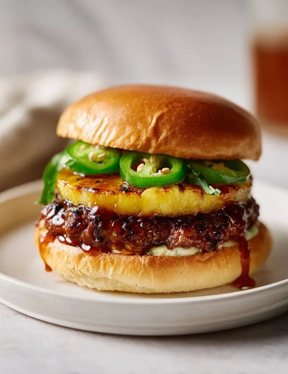 Pineapple Jalapeño Smash Burger with Hot Honey