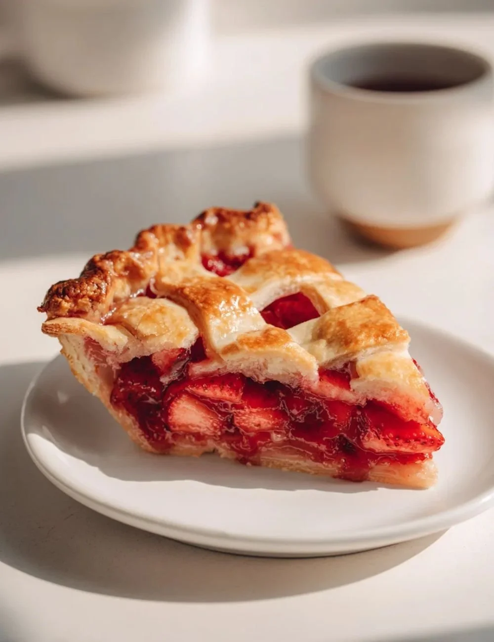 Pioneer Woman's strawberry rhubarb pie, featuring a flaky crust and vibrant filling.
