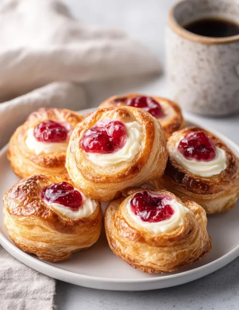 Sourdough Discard Raspberry Cream Cheese Danishes